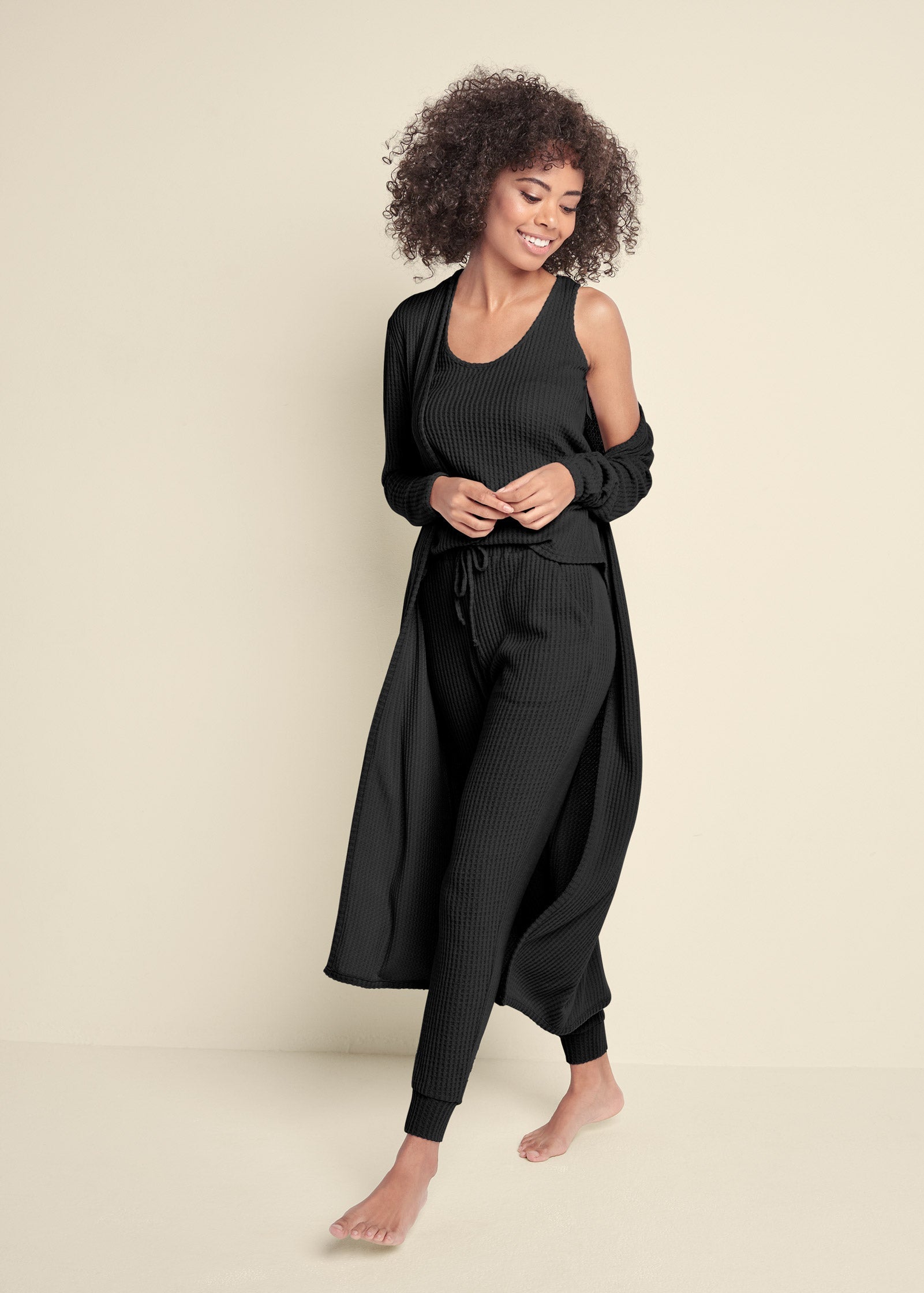 Cozy Waffle 3 Piece Set - Jet Black