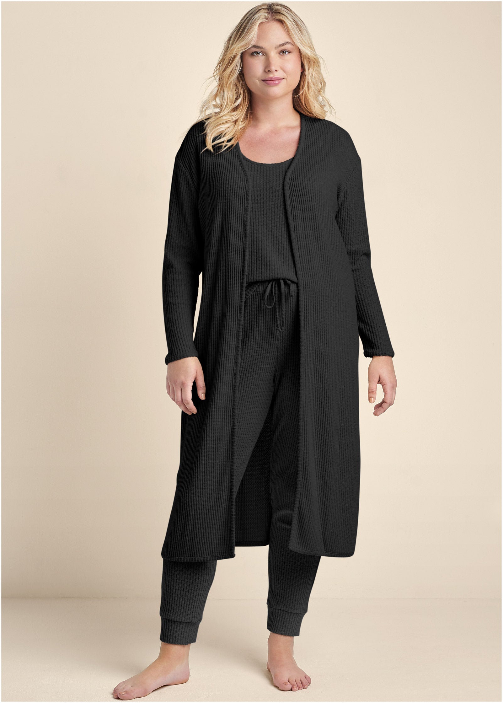 Cozy Waffle 3 Piece Set - Jet Black