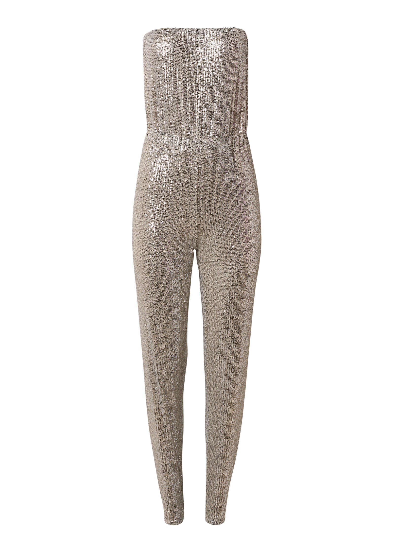 Strapless Sequin Jumpsuit - Champagne