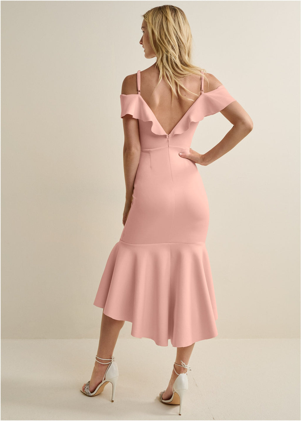 Ruffle Midi Dress  - Blush