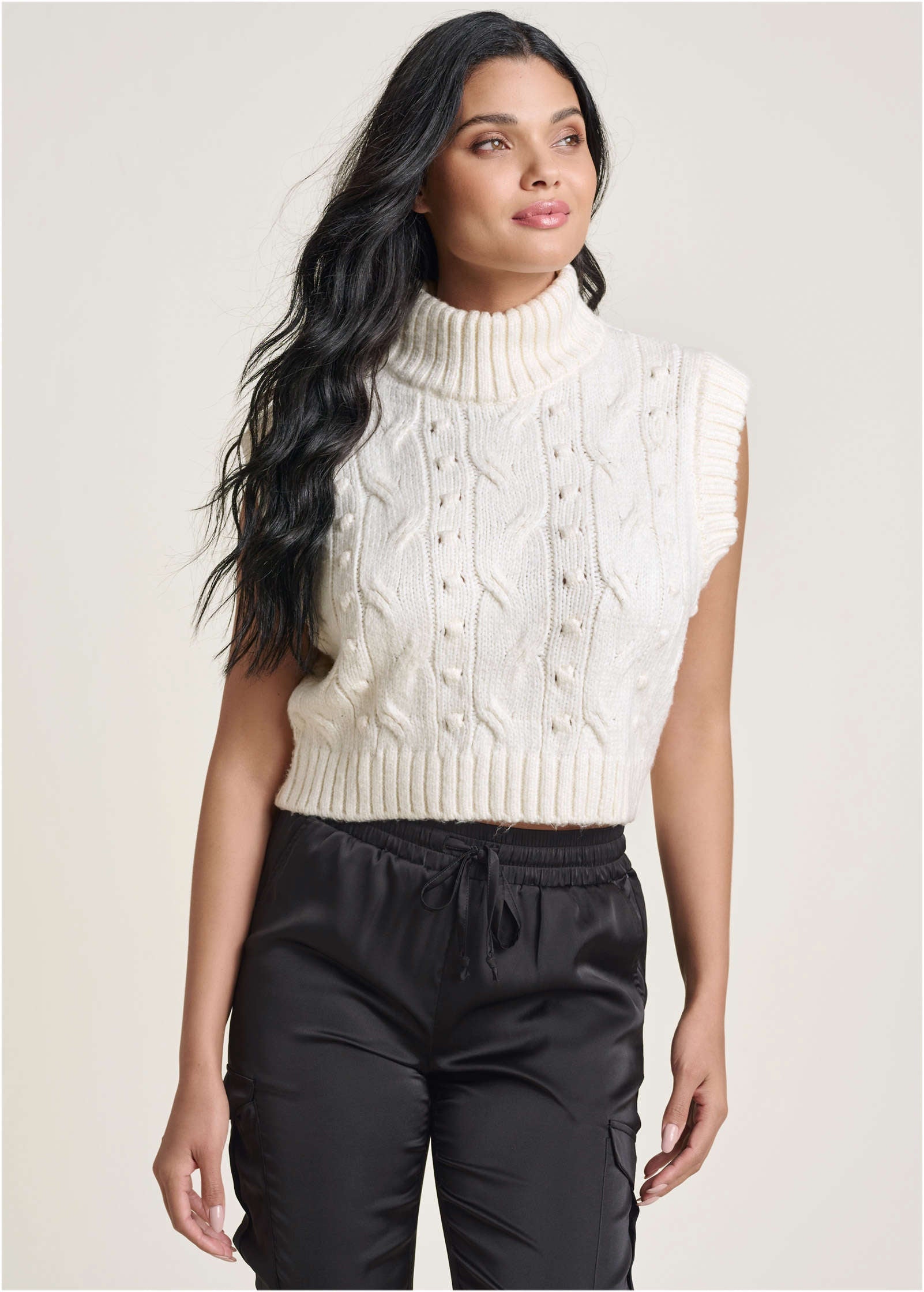 Cable Knit Sweater - Cloud Dancer