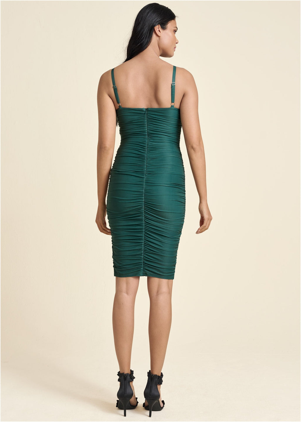 Ruched Mini Dress - Green