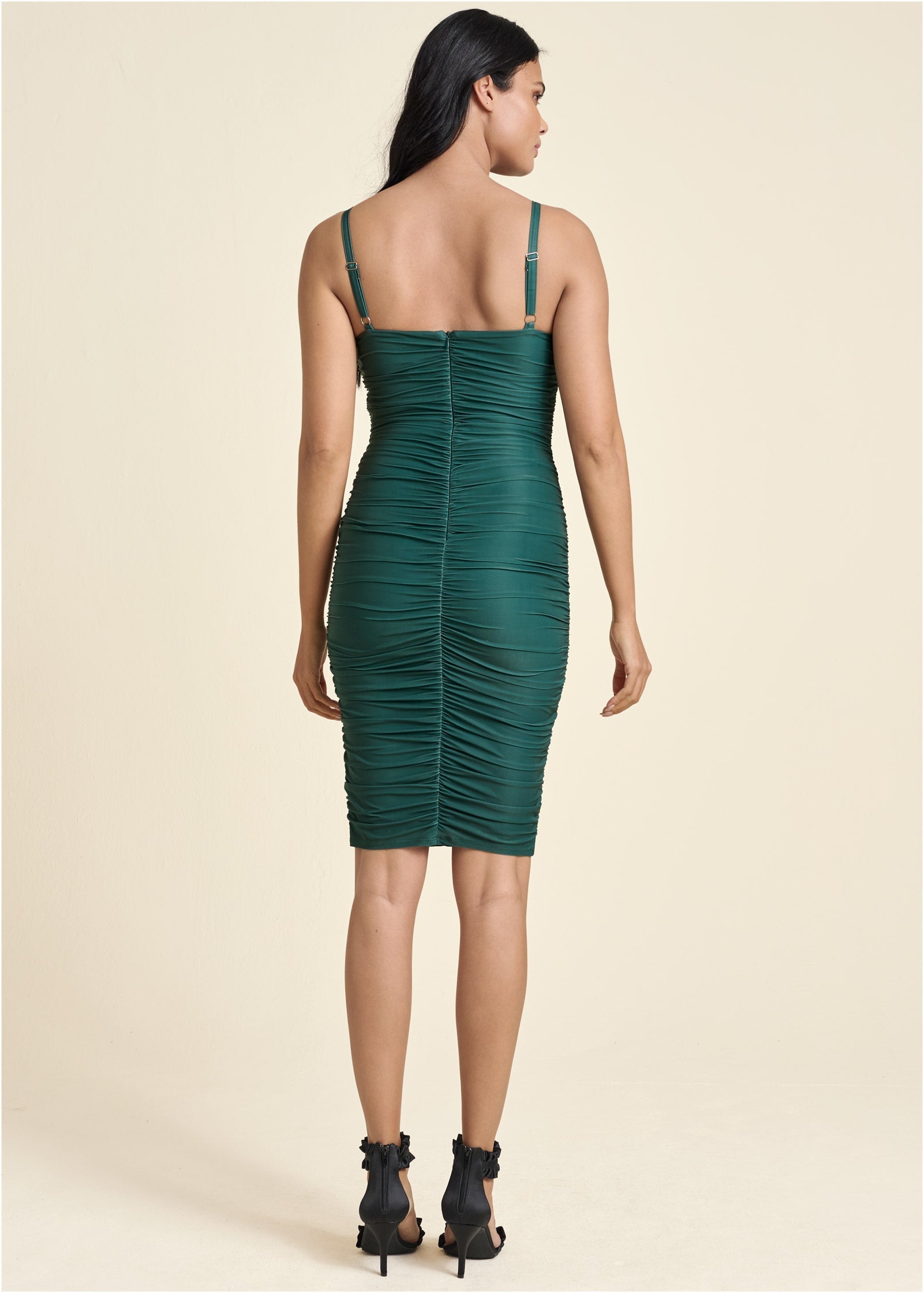 Ruched Mini Dress - Green