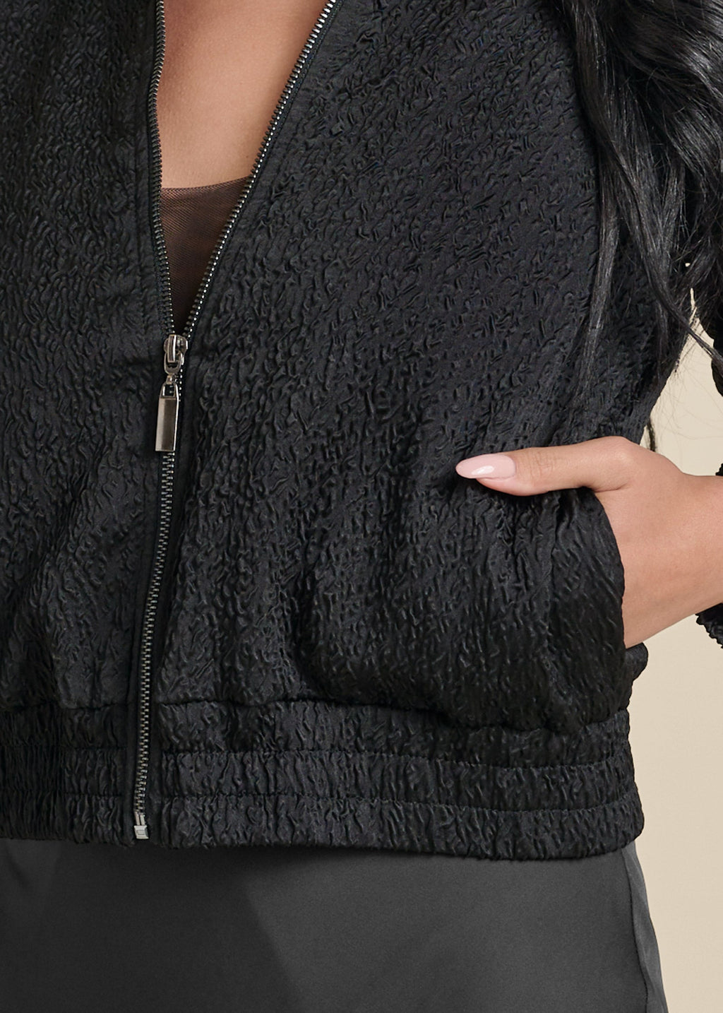 Texture Bomber Jacket - Jet Black