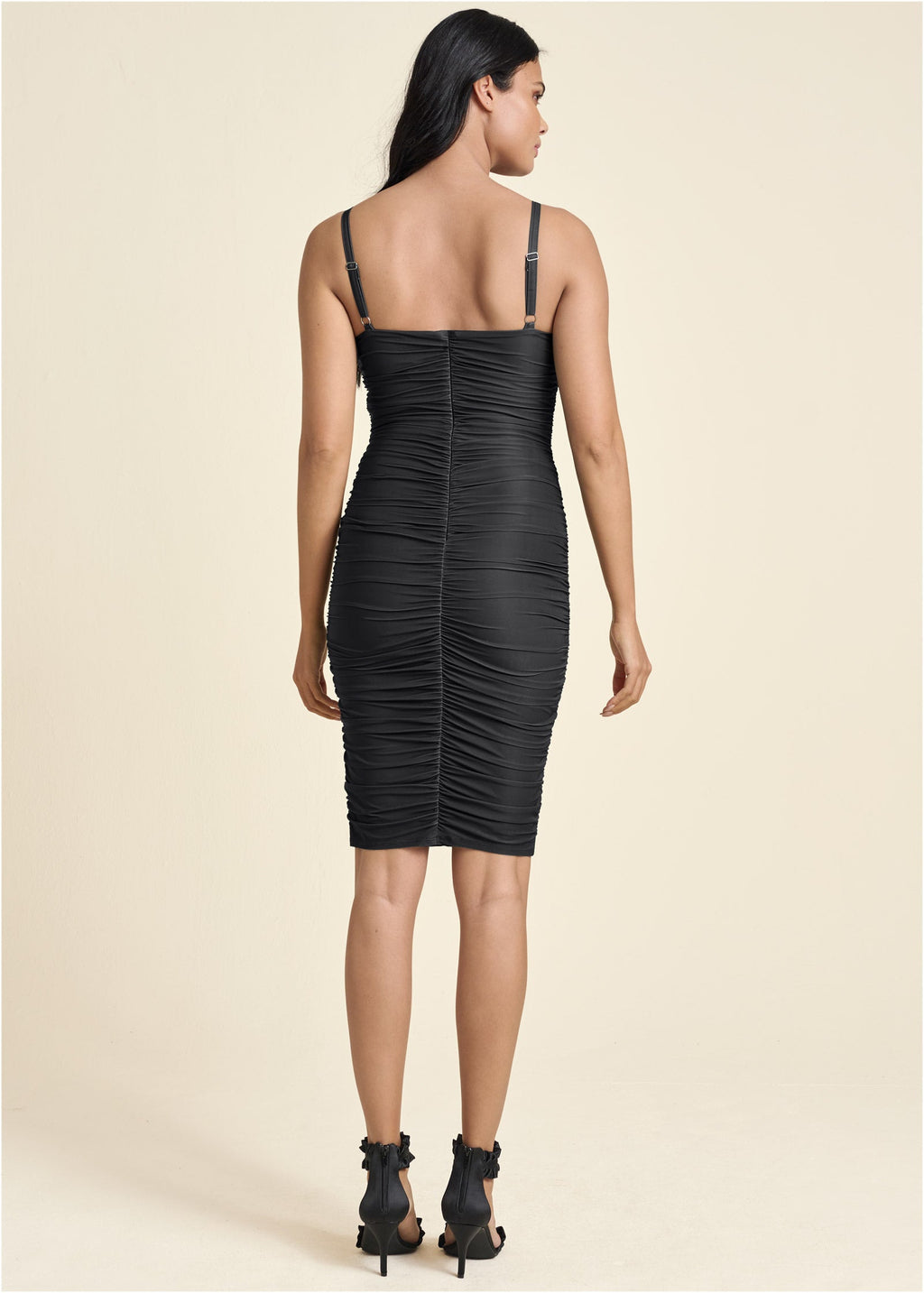 Ruched Mini Dress - Jet Black