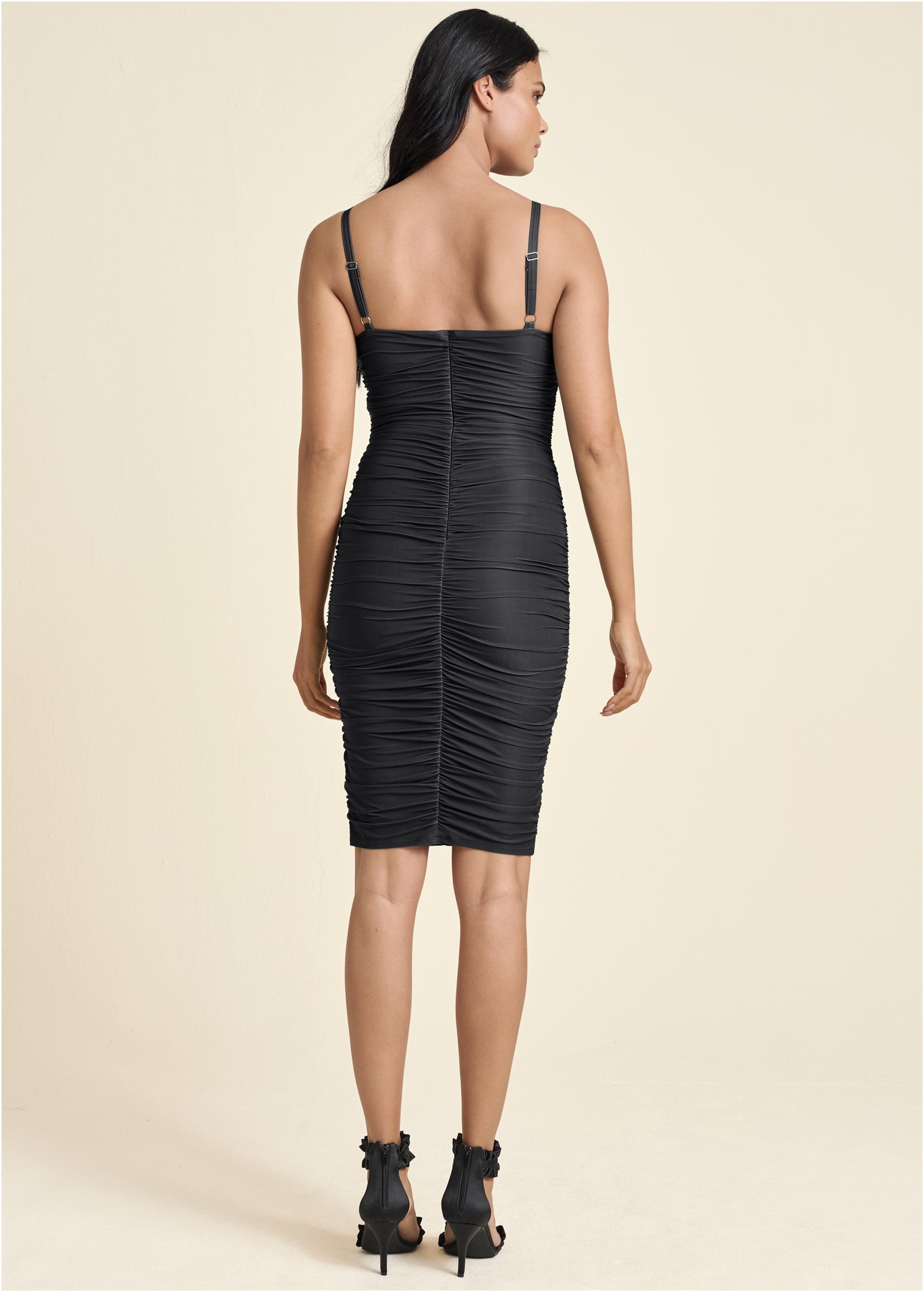 Ruched Mini Dress - Jet Black