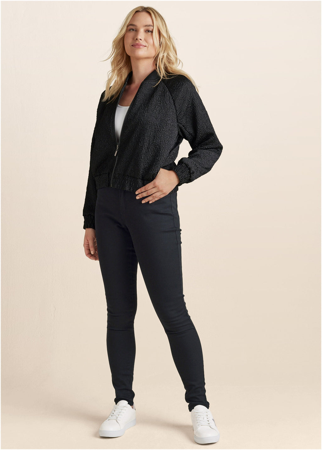 Texture Bomber Jacket - Jet Black