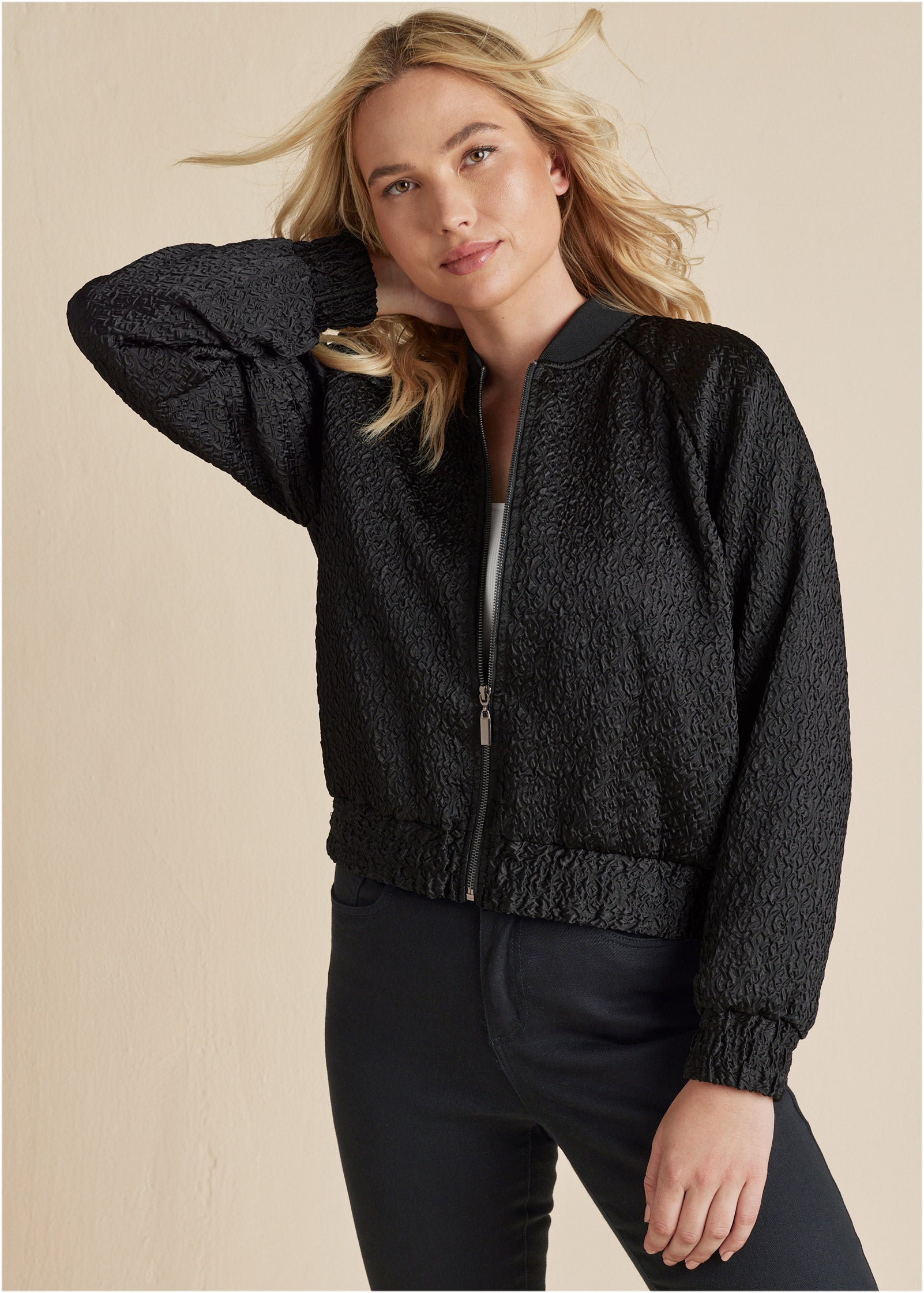 Texture Bomber Jacket - Jet Black