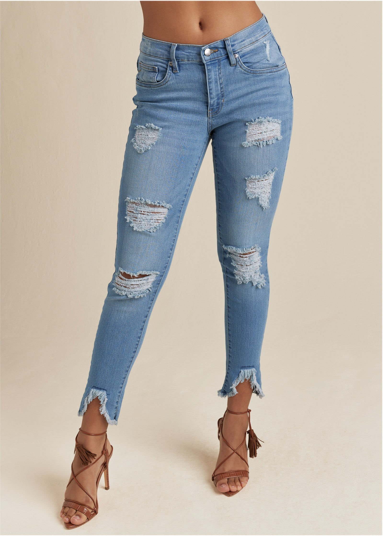 Triangle Hem Jeans - Medium Wash