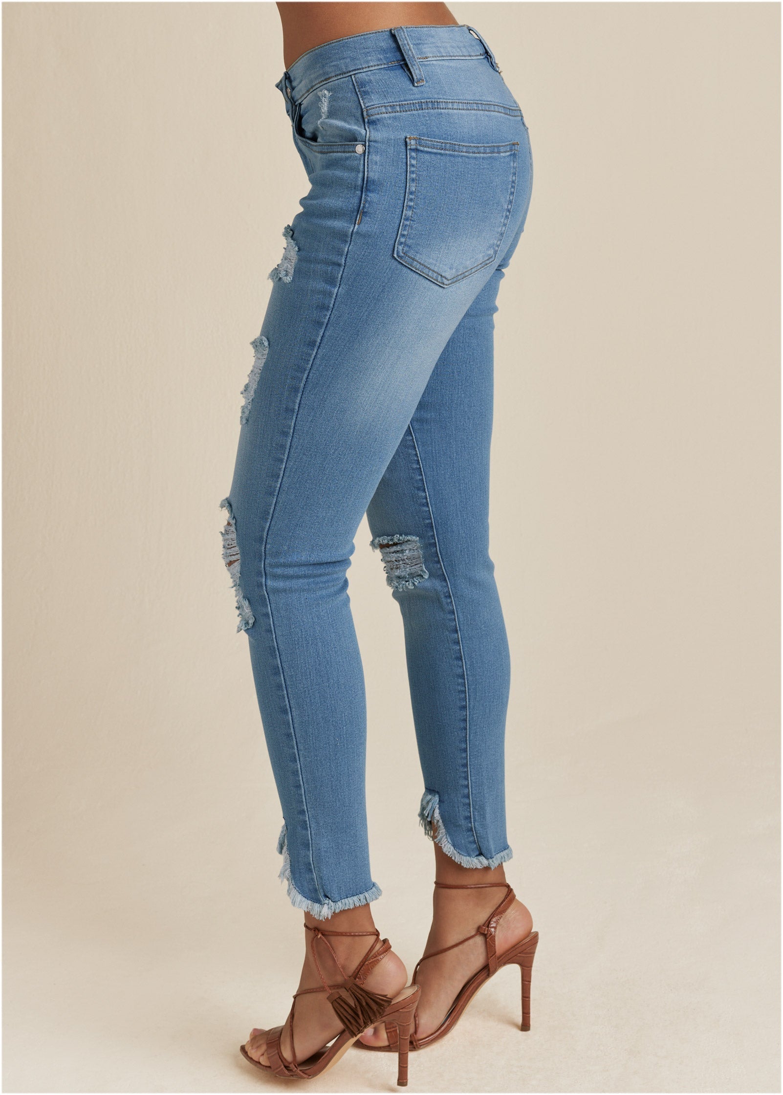 Triangle Hem Jeans - Medium Wash