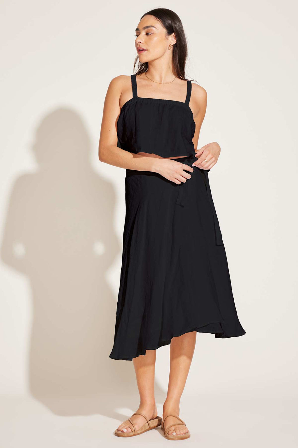 Tallows Blousy Crop Top - Black EcoLinen