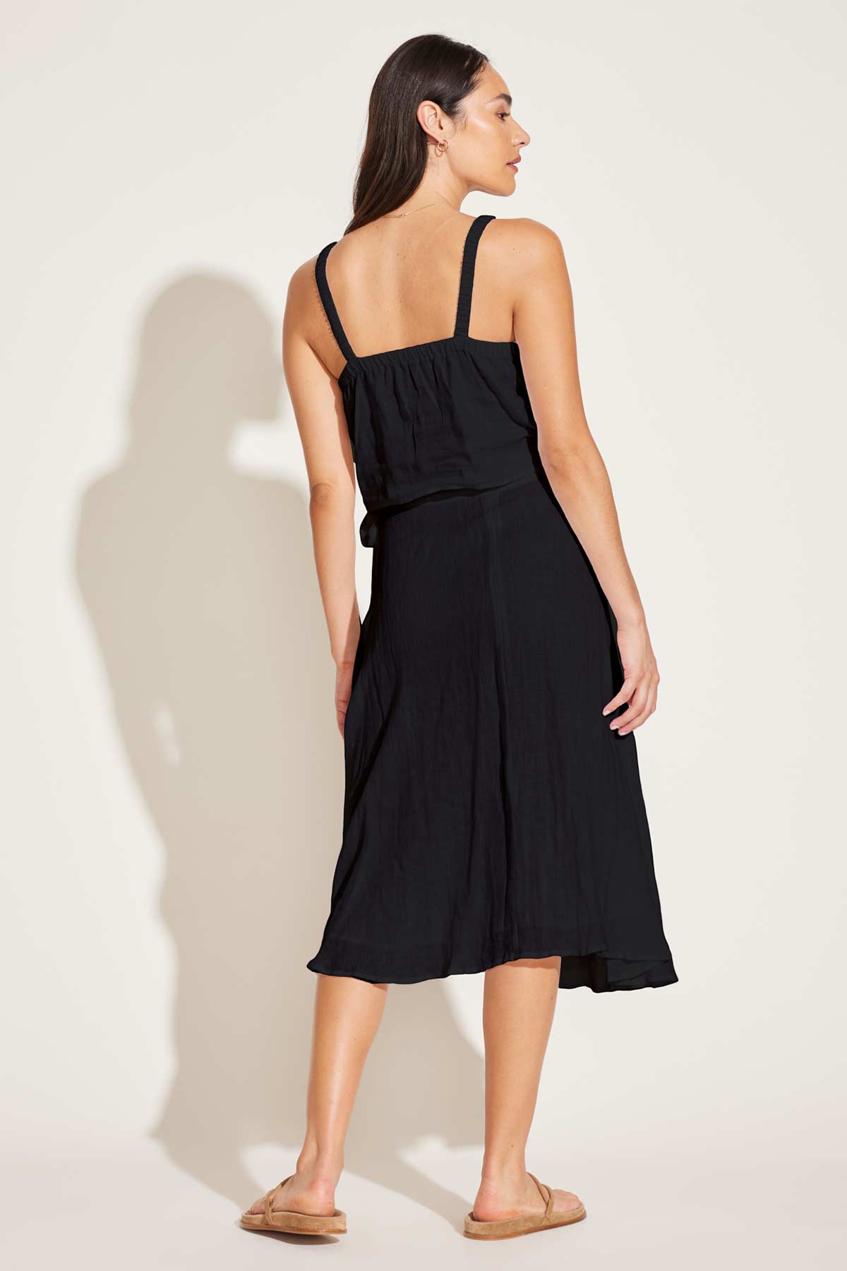 Tallows Blousy Crop Top - Black EcoLinen