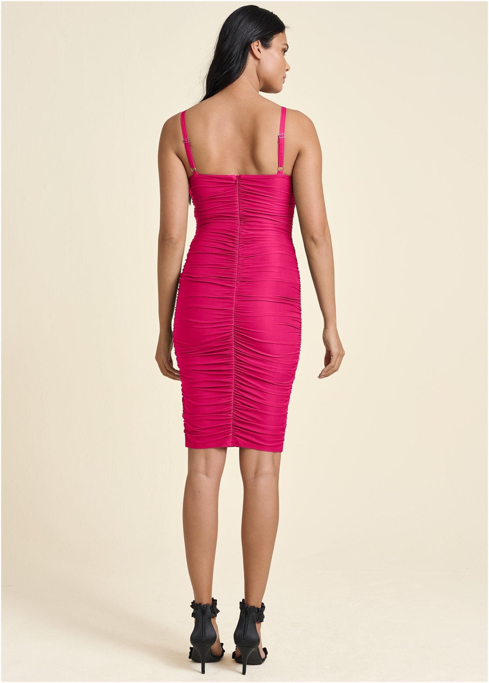 Ruched Mini Dress - Fuchsia