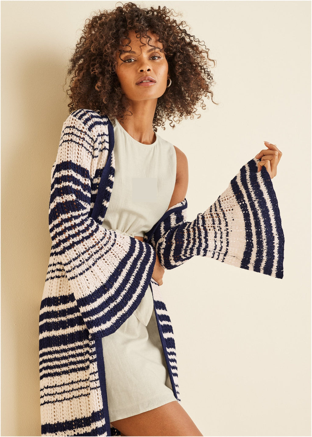 Stripe Duster  - Navy Multi