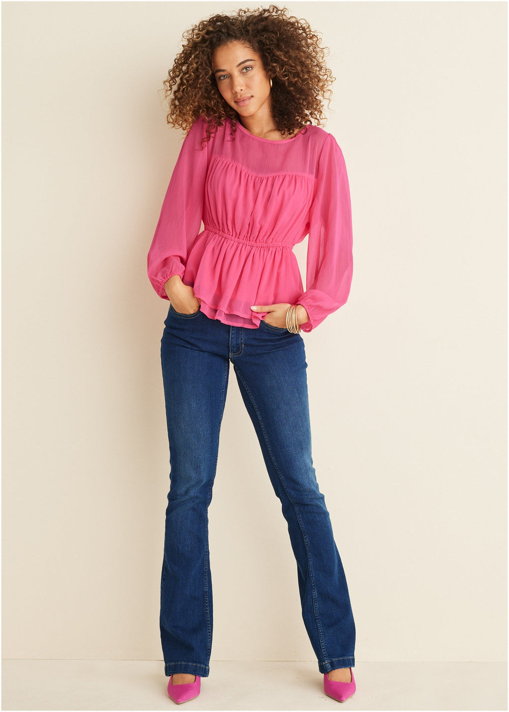Sheer Beauty Blouse - Hot Pink