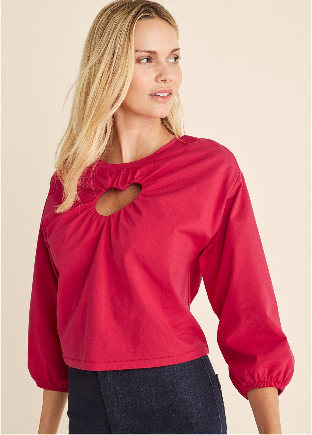 Cut-Out Heart Top - Red