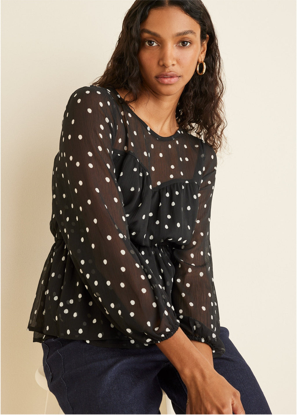 Sheer Beauty Blouse - Dolce Vita Dot