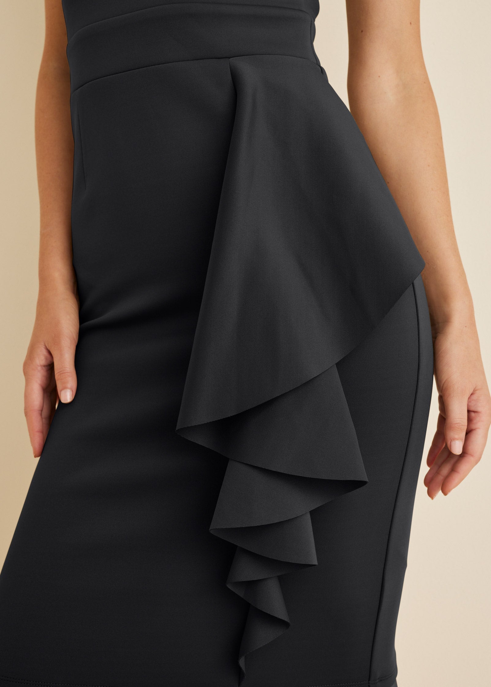 Cutout Ruffle Dress - Black
