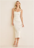 Cowl Neck Slip Dress - Off White