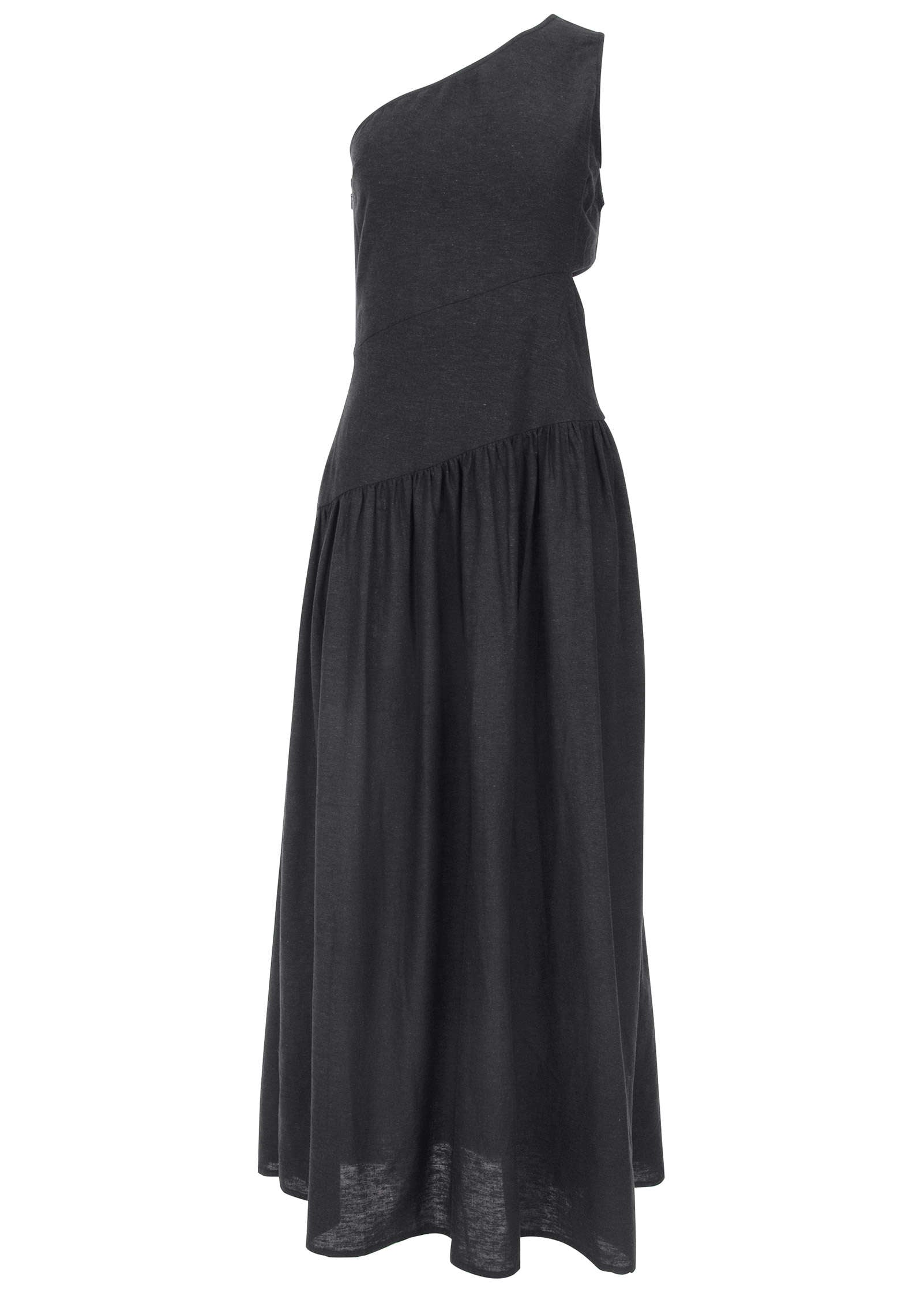 Linen Cutout Maxi Dress - Jet Black