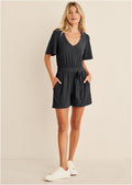 Tie Waist Romper - Jet Black