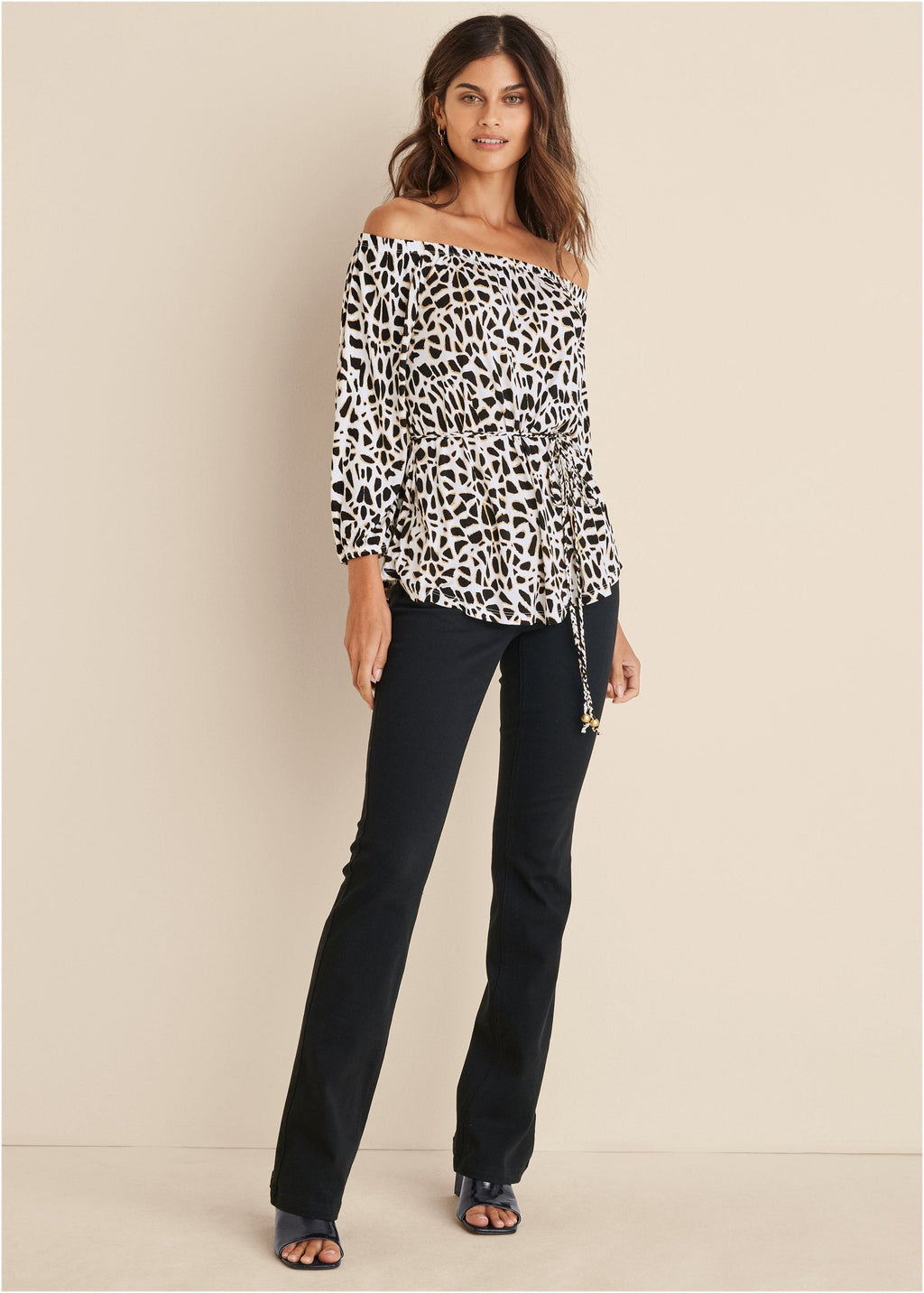 Tie Waist Blouse - Black & White
