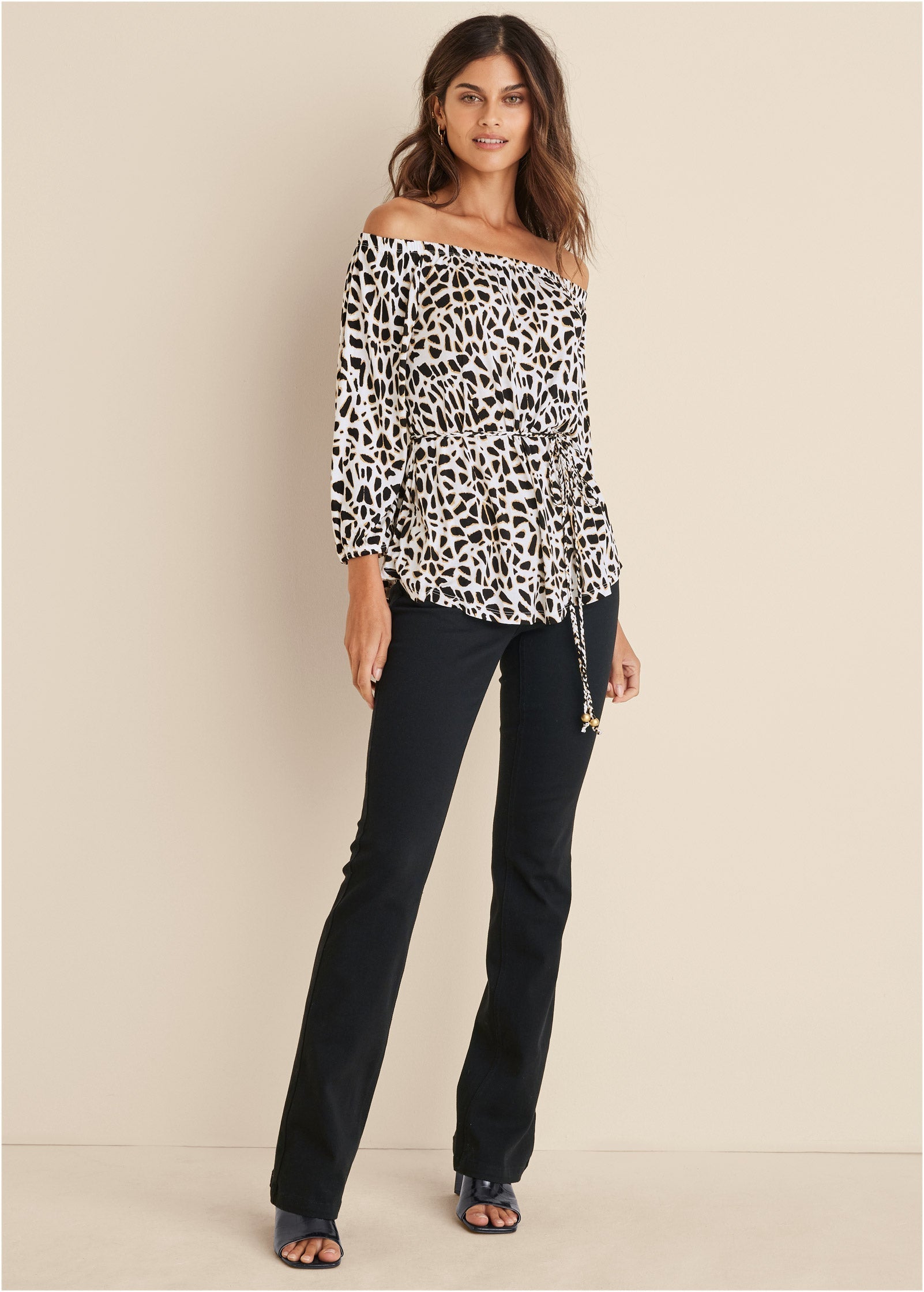 Tie Waist Blouse - Black & White
