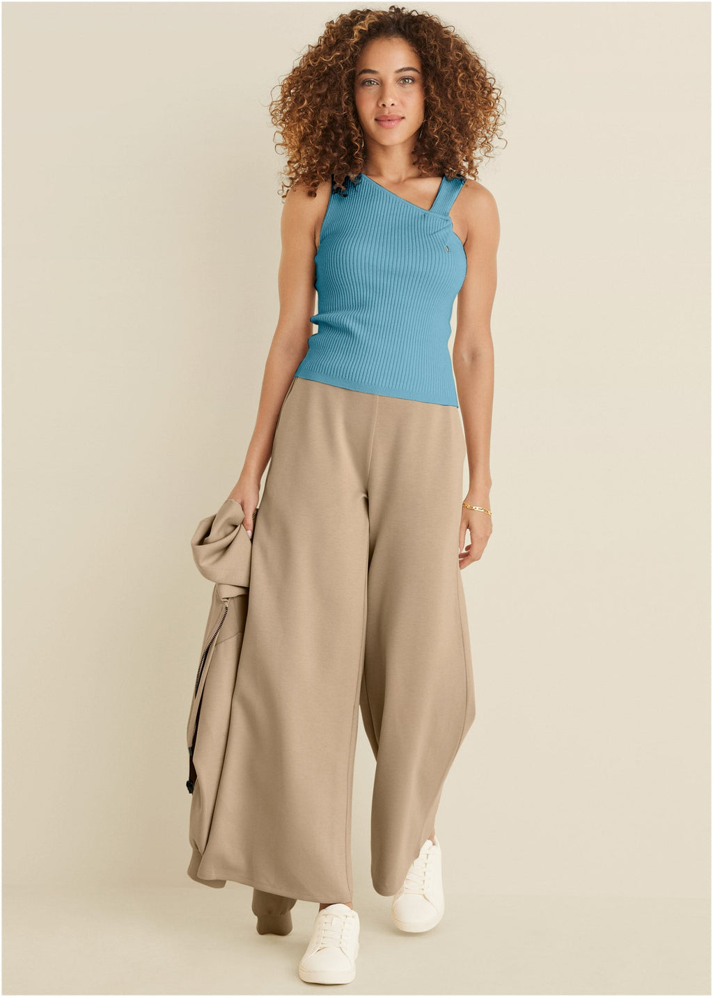 Twist Detail Sweater Tank - Blue