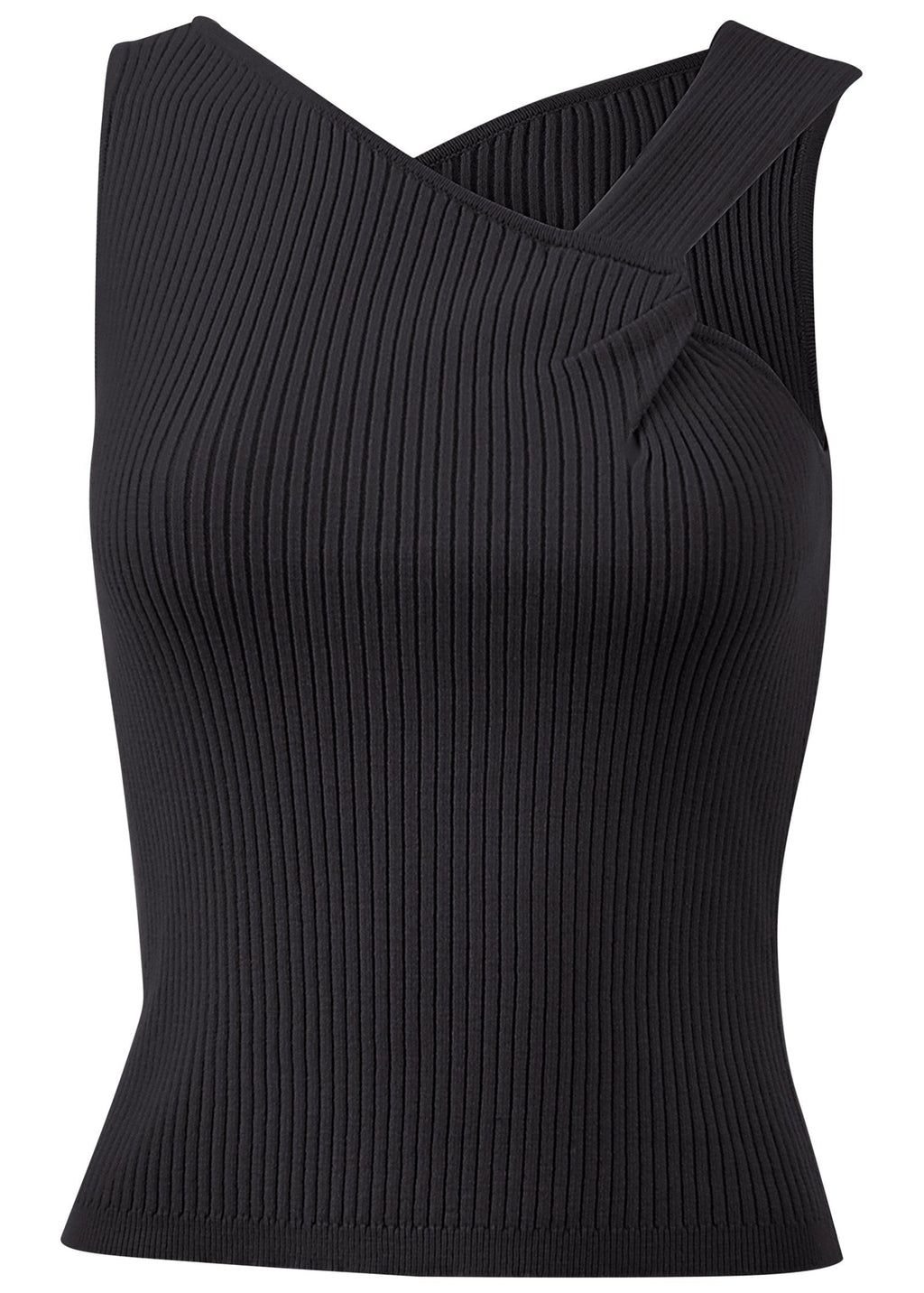 Twist Detail Sweater Tank - Jet Black