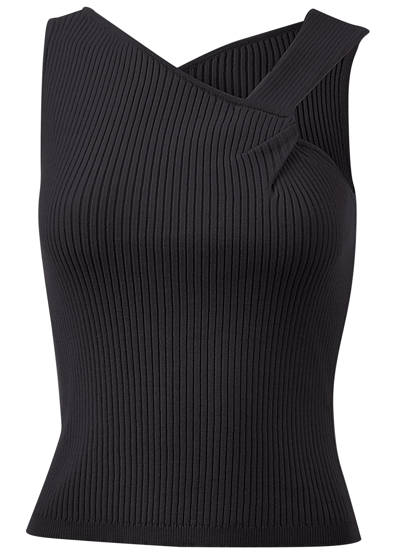 Twist Detail Sweater Tank - Jet Black