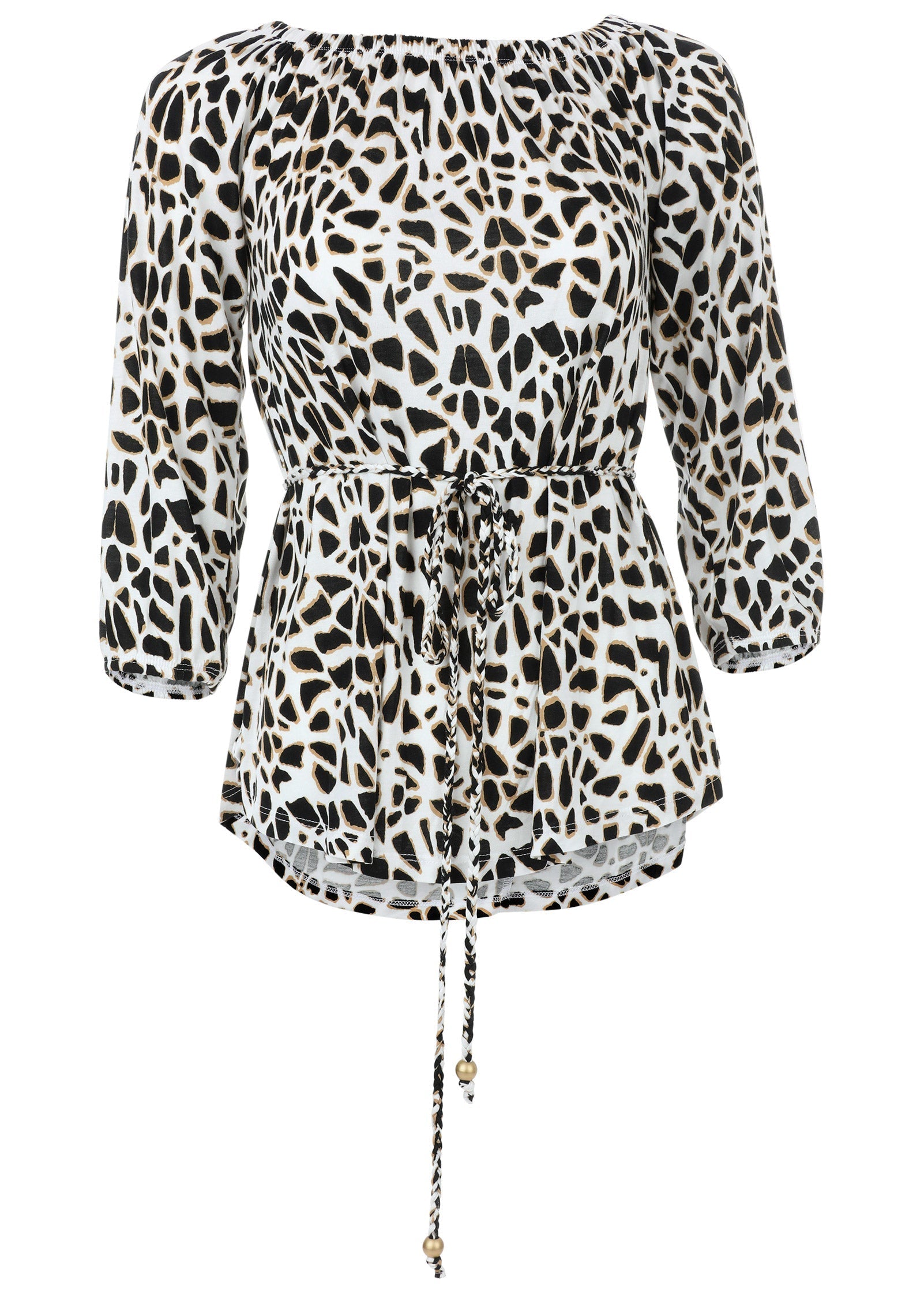 Tie Waist Blouse - Black & White