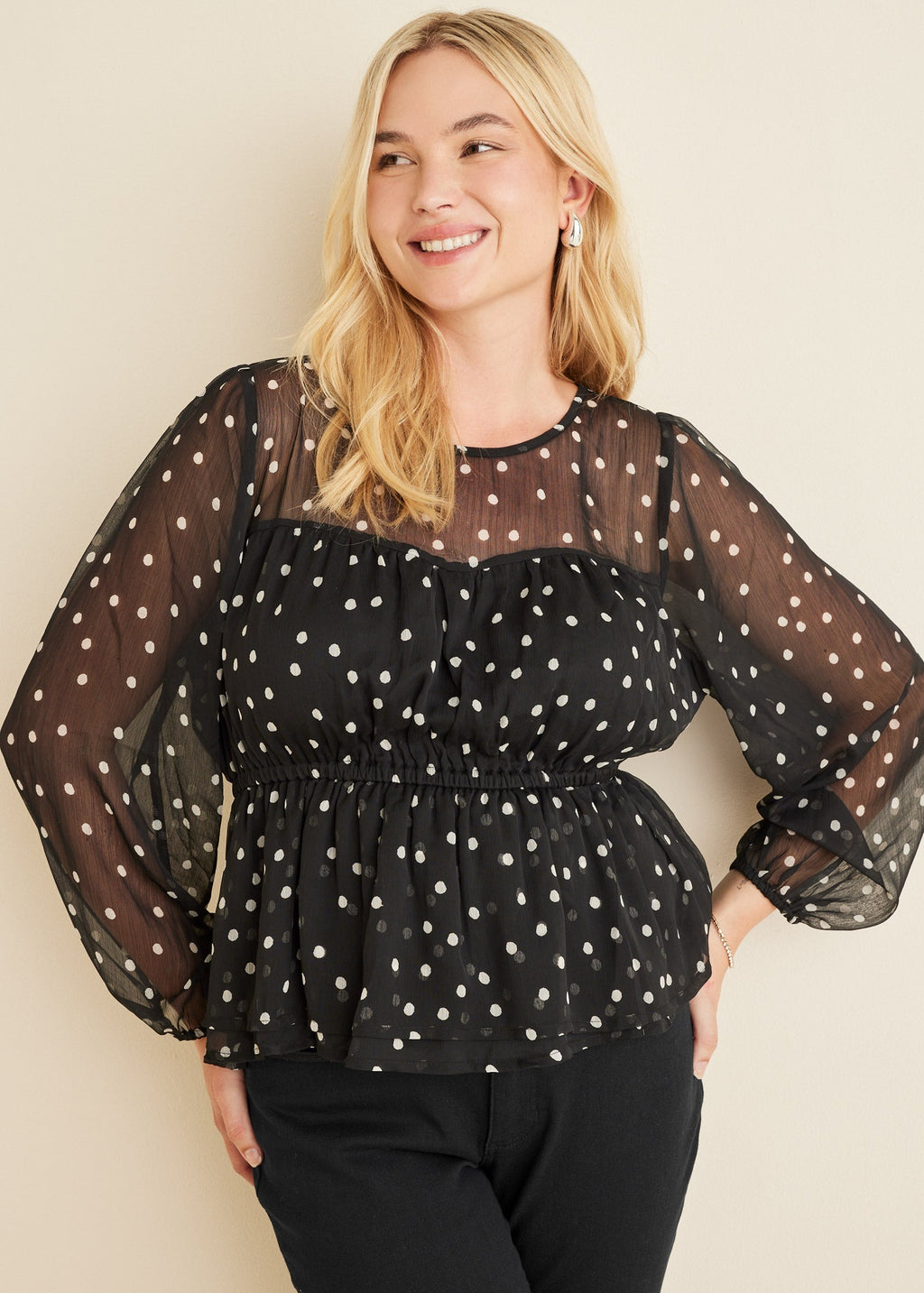 Sheer Beauty Blouse - Dolce Vita Dot