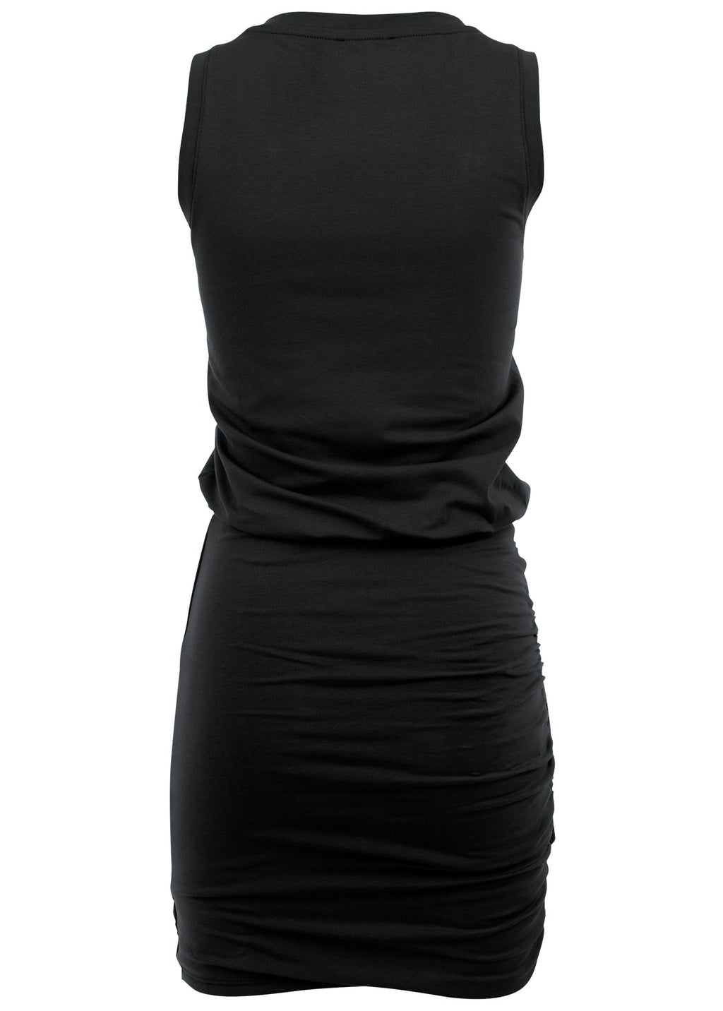 V-Neck Side Wrap Mini Dress - Black