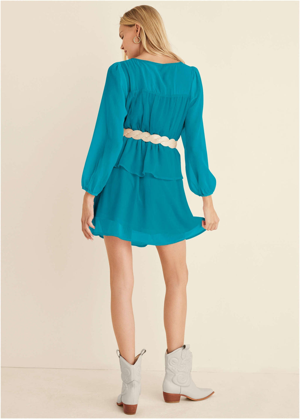Sheer Beauty Mini Dress - Teal