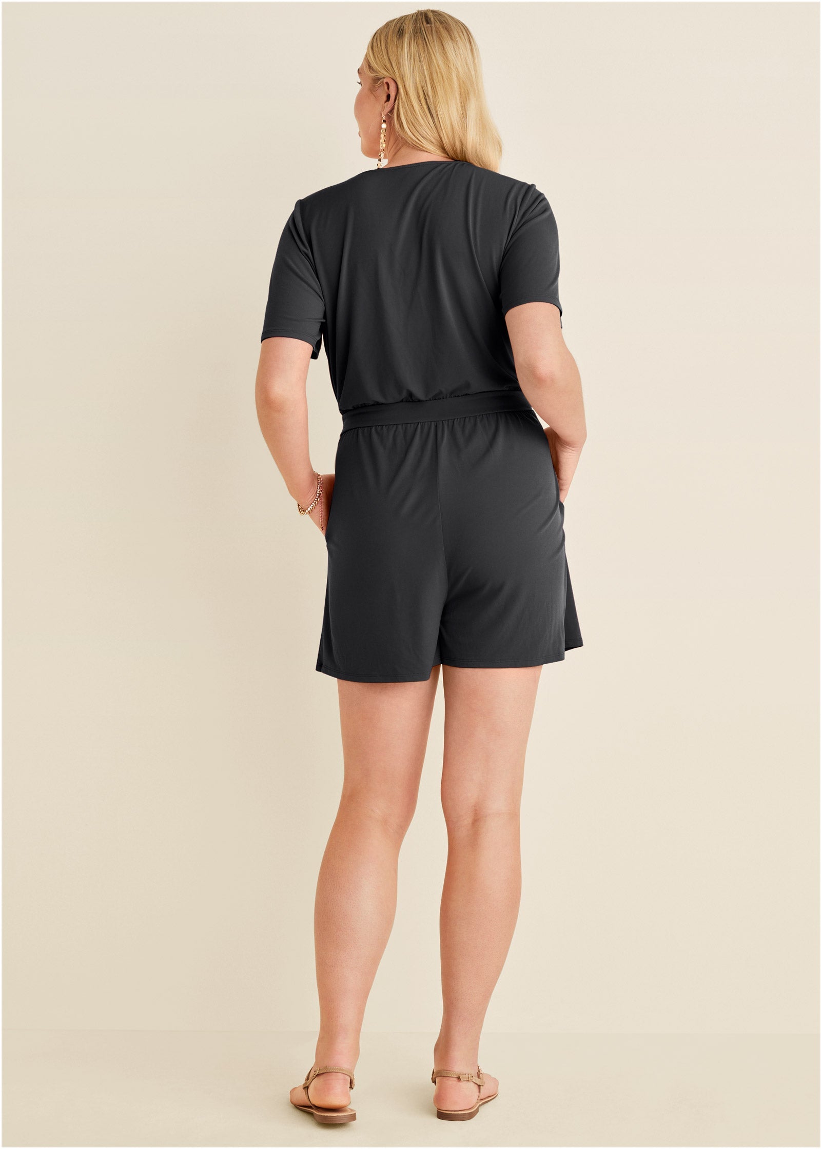 Tie Waist Romper - Jet Black