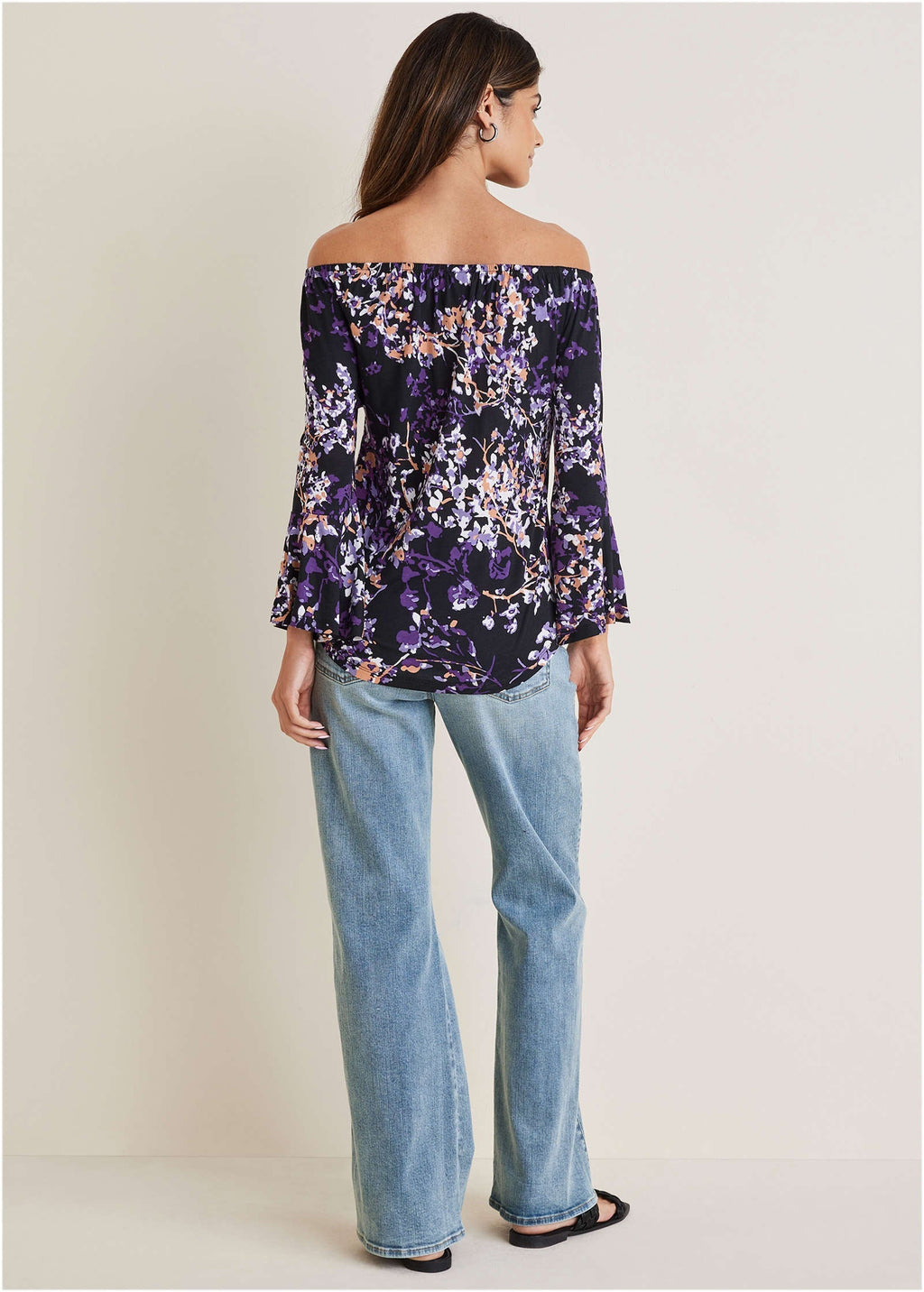 Bell Sleeve Printed Top - Purple Multi