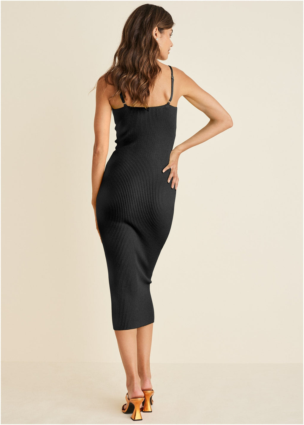 Strappy Midi Dress - Jet Black