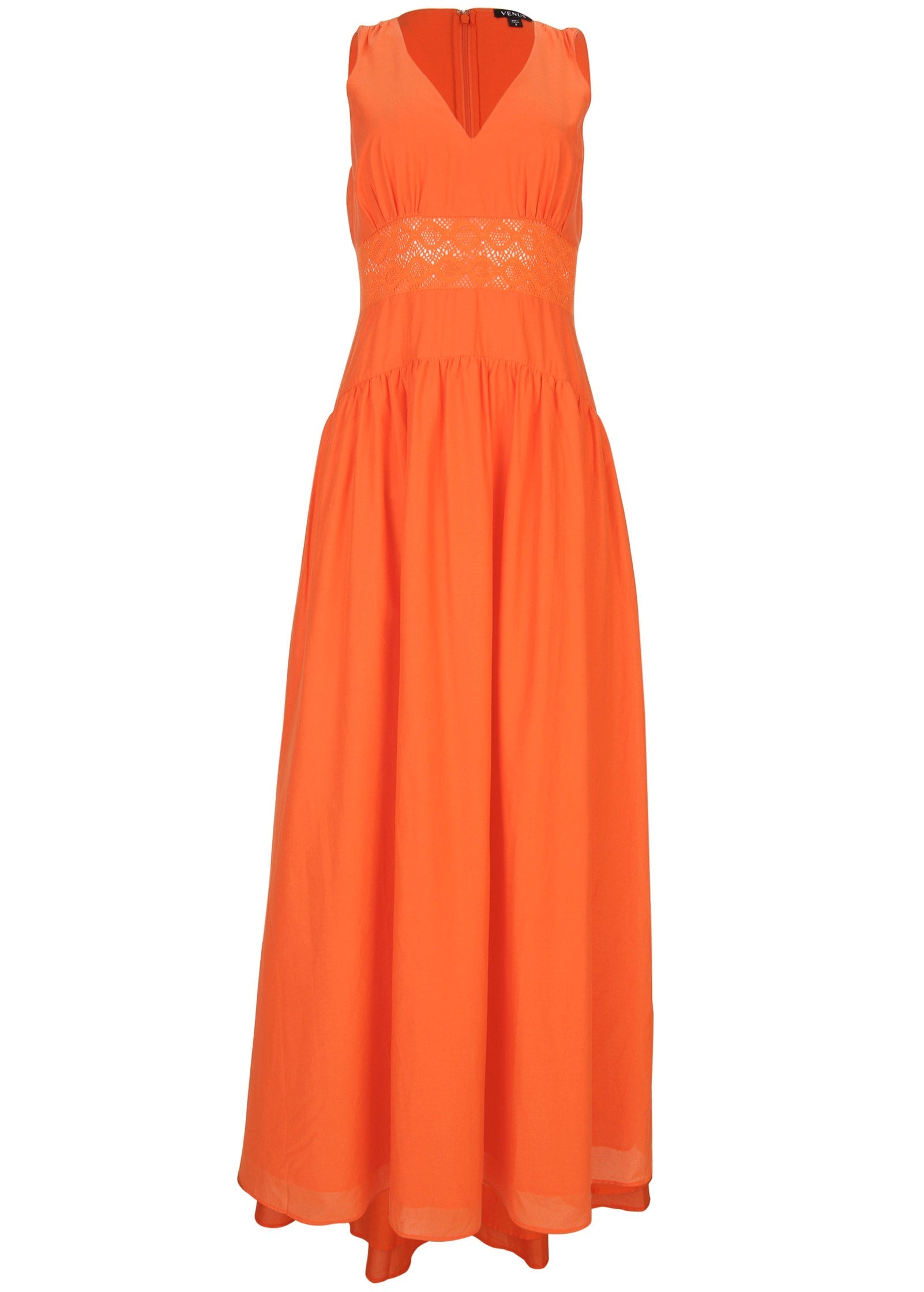 Lace Detail Drop Waist Maxi - Orange