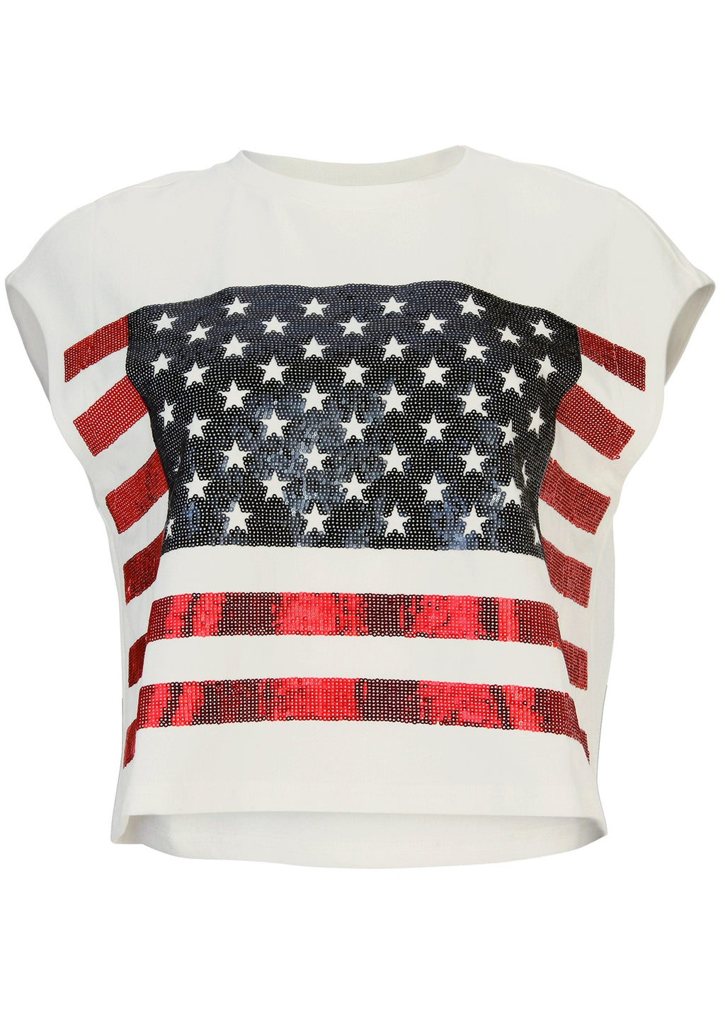 Stars And Stripes Sequin Top - Cloud Dancer