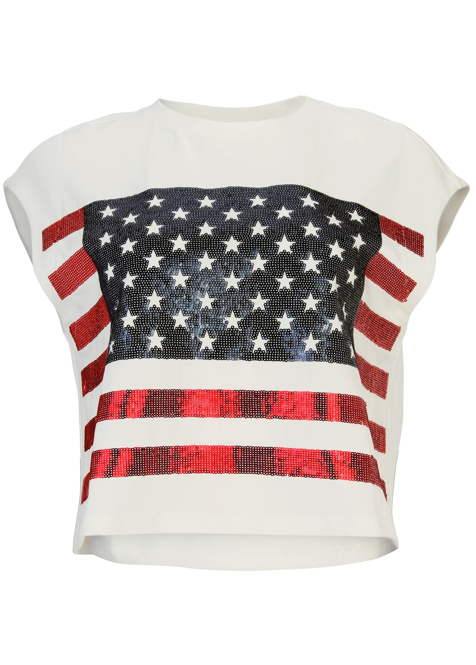 Stars And Stripes Sequin Top - Cloud Dancer