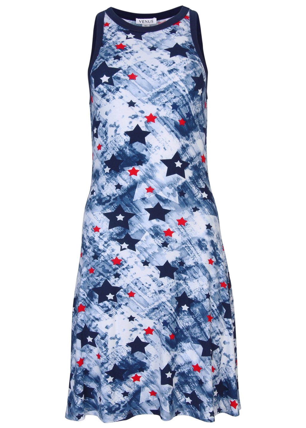 Printed Fit And Flare Dress - Boardwalk Stars