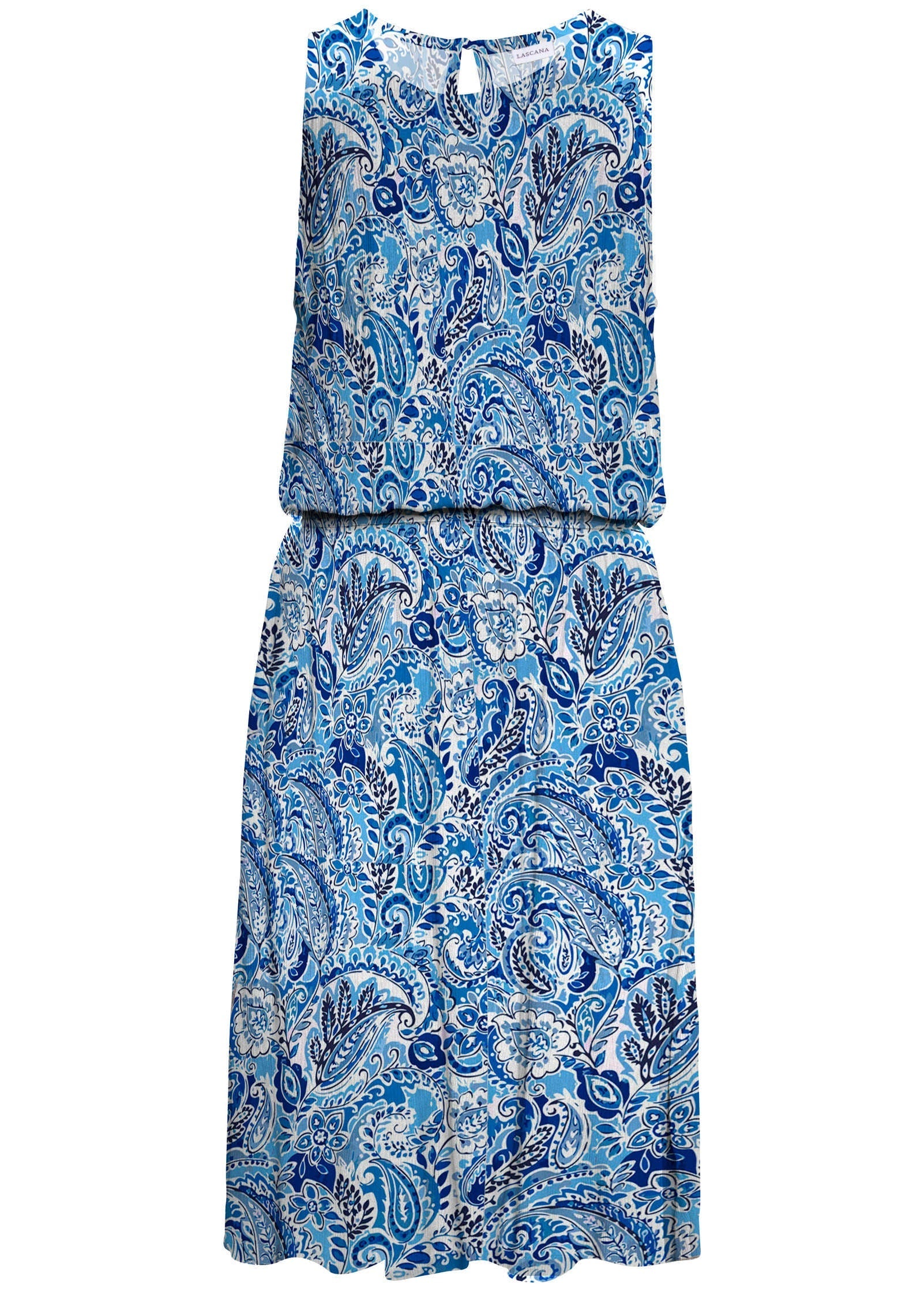 Sleeveless Paisley Mini - Blue & White