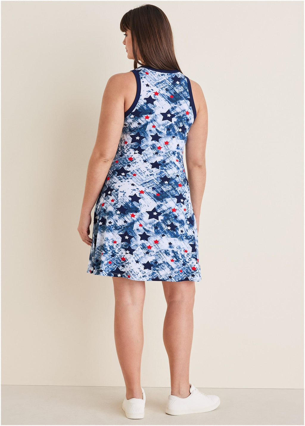 Printed Fit And Flare Dress - Boardwalk Stars