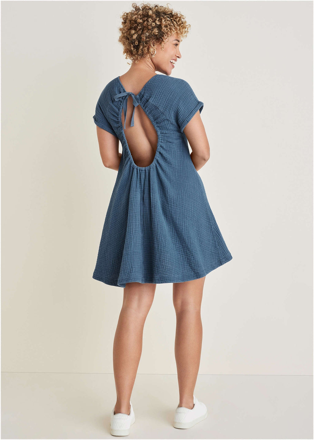 Short Sleeve Gauze Mini - Medium Blue