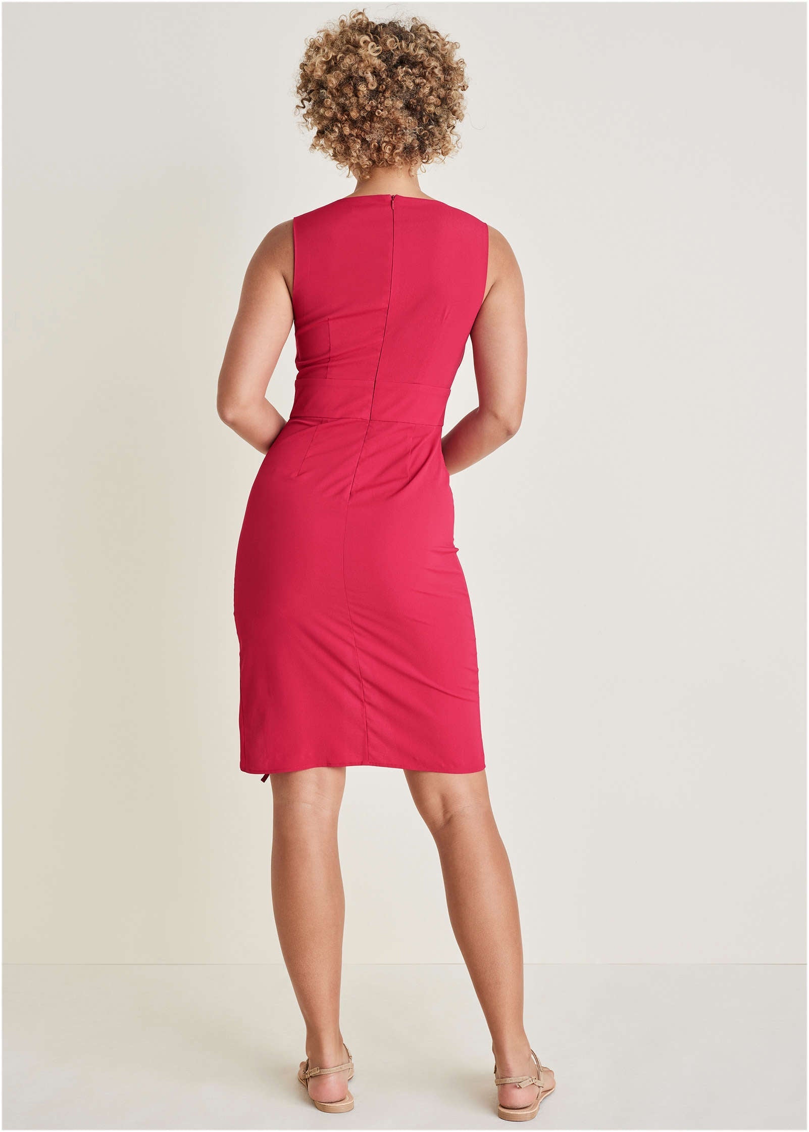 Ruched Side High Low Dress - Persian Red