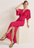 Drape Sleeve Maxi Dress - Barberry
