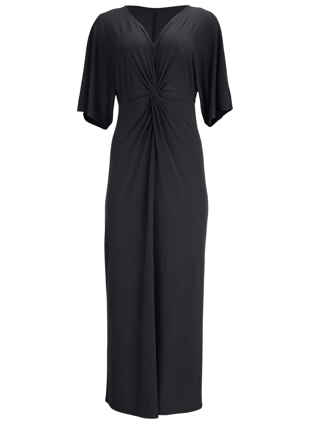 Twist Front Maxi Dress - Jet Black