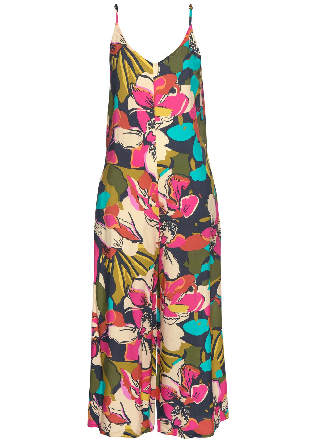Cropped Printed Jumpsuit - Pink Multi