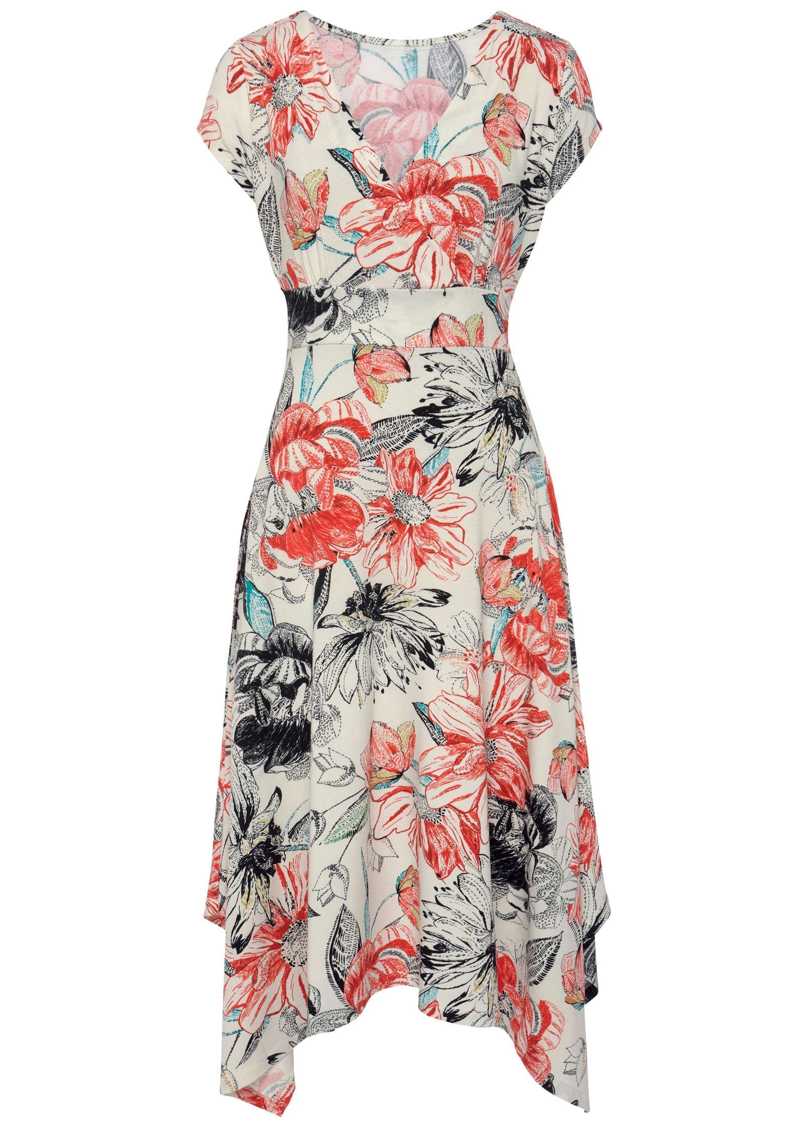 Wrap Midi Dress - Red Multi