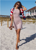 Printed Fit And Flare Dress - Tricolor Boardwalk Stripe